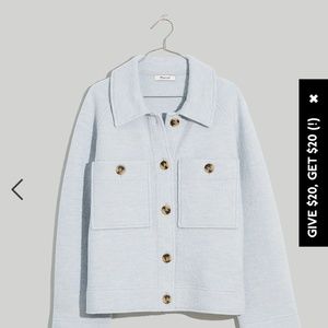 Madewell Wool Crop Sweater Shirt Jacket